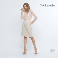 กระโปรงทรงแคบ Guy Laroche Skirt กระโปรงทำงานสีเบจ ความยาวคลุมเข่า ดีเทลขอบเอวติดกระดุม ซิปซ่อน (GZ13