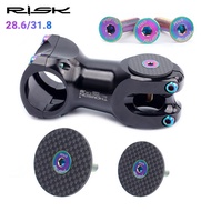 RISK Bicycle Carbon Fiber Cycling Headset Stem Top Cap Titanium Bolt For 28.6/31.8 Front Fork