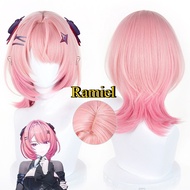 Zenless Zone Zero ZZZ Ramiel Cosplay Wig 42cm Short Pink Mixed Heat Resistant Synthetic Anime Lamine