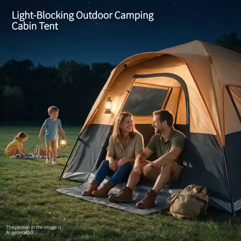 Light-Blocking Outdoor Cabin Tent, 9x9ft Interior Windproof Rainfly tent with Carry Bag folding gard