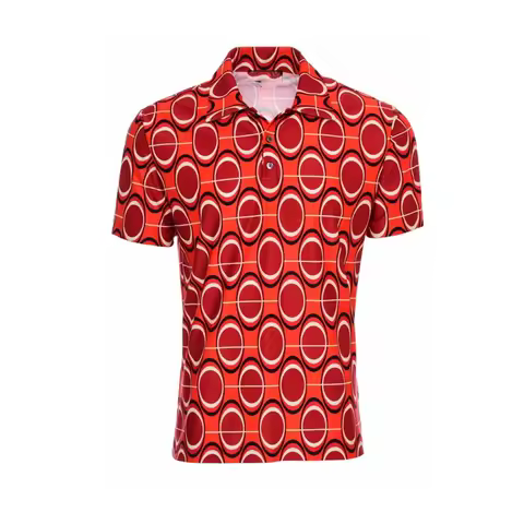 60s 70s Ball Printing Polo Shirt For Men's Clothing Retro Short Sleeve Lapel Stripe Shirts Classic P