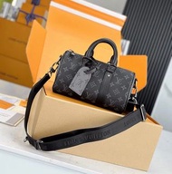 Louis Vuitton LV Keepall 25 Black Knight Shoulder Crossbody Handbag