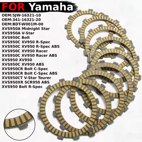 Fits for Yamaha XVS950 XVS950A XVS950C XVS950CR XVS950XR Clutch Friction Disc Plate OEM: BDT-W001M-0