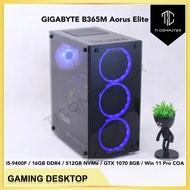 NIMITZ TR1100 GIGABYTE B365M Aorus Elite Intel i5-9400F 16GB RAM 512GB NVMe SSD GTX 1070 8GB Win 11 
