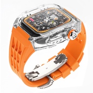ธารน้ำแข็งสุดหรู เคส + สาย สายนาฬิกา For apple watch series 8 7 6 5 SE 44mm 45mm สาย นาฬิกา สมาร์ทวอ