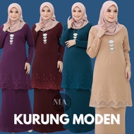 Baju Kurung Moden Bunga Timbul Sulam Kerawang Cotton Crepe Ironless 2023 Raya