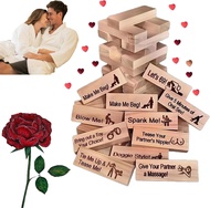 Set of 48 Super Naughty Blocks for Couples Stackable Wooden Blocks Game for Valentines Day Naughty D