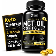 Zeal Naturals Pure MCT Oil Capsules-3,000mg, 360 Soft Capsules | C10, C8 MCT Oil Unrefined Coconut |