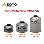 SOTO Power Gas Triple Mix 105g 230g 460g Butane Gas + ISOButane Gas + Propane Gas Camping Gas Blackc