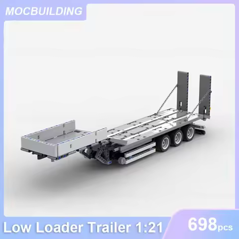Low Loader Trailer 1:21 Scale Model MOC Building Blocks DIY Assemble Bricks Transportation Education