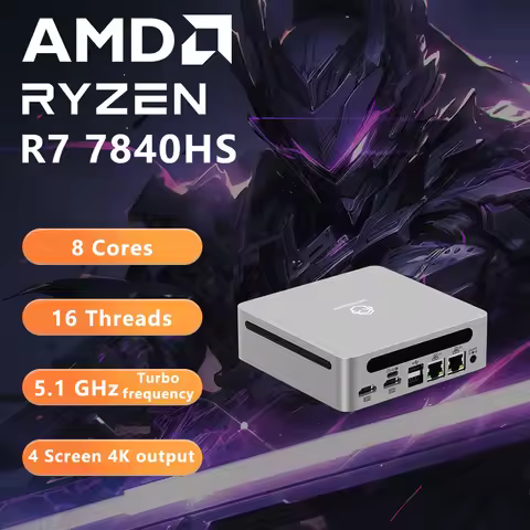Genmachine Mini PC AMD Ryzen 7 7840HS 7940HS LPDDR5 6400Mhz M.2 2280 SSD Desktop Diy Gaming Computer
