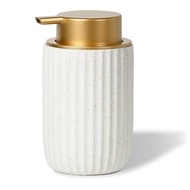yunhaoSK-Speckled Matte White Ceramic Foam Soap Dispenser Refillable Pump with Golden Top Elegant Fo