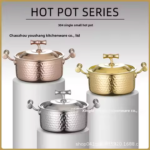 304 Stainless Steel Induction Cooker Single Person Small Hotpot with Lid Household and Commercial Ho
