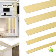 MERLYMALL Mirror Wall Moulding Trim, Self-adhesive Stainless Steel Mirror Wall Sticker,  5M Gold Wall Strip Sticker Living Room Decor