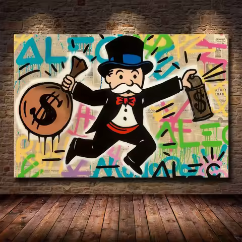 Alec Monopoly Richer Scrooge Dollars Graffiti Street Posters Canvas Paintings Decorative Wall Art Pr