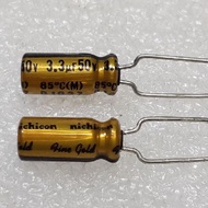 Nichicon FG (Fine Gold) 3.3uf 50v capacitor Kapasitor Kipas Siling Capacitor Fan Capacitor
