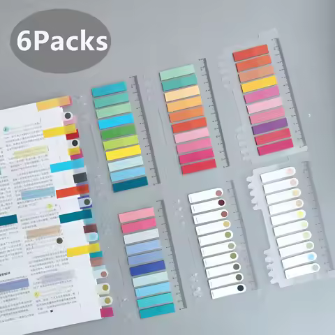 6Packs Index Tabs With Ruler Writable File Tabs Flags Colored Page Markers Labels For Reading Notes 