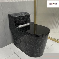 Luxury Black Spots Ceramic Sitting Toilet Tandas Duduk Siphonic Flush Large Trap Way Bright Color Toilet Bowl