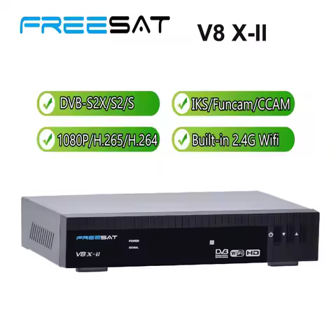 Freesat V8 X-II Satellite Receiver DVB-S2X/S2/S M2521 2G Ram 64M ROM Built-in FunCam Support BISS 10