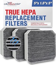 LifeSupplyUSA True HEPA Filter Replacement Compatible with Molekule Air Purifier (3-Pack)