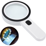 AIXPI Magnifying Glass with Light, 30X Handheld Large Magnifying Glass 12 LED Illuminated Lighted Ma