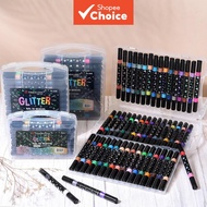 Glitter Acrylic Marker Double Ended Paint Pen Pearlescent Fluorescent Marker Set Colored Pens Chrome