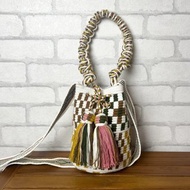 哥倫比亞製 特殊手把 Wayuu 編織手工包 紅黃藍綠