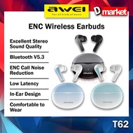 Awei T62 ENC Wireless Earbuds Sport Earbuds Noise Reduction Earphone ENC Headphone Awei Bluetooth Ea