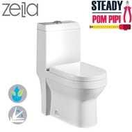 ZELLA C-621 WASHDOWN WATER CLOSET S-TRAP / ONE PIECE TOILET BOWL SET / MANGKUK TANDAS (SELF COLLECT 