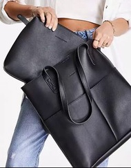 英國品牌 Claudia Canova 正品 雙口袋超大容量 🉑當托特包、通勤包、電腦包、媽媽包 時尚黑