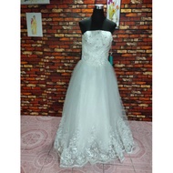 READY STOCK White Embroidery Gown Prom Prom Dress