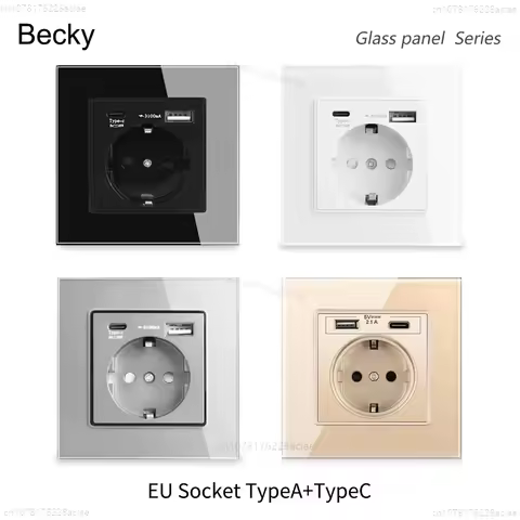 86 Type European Wall Power Supply USB TypeA TypeC Socket Panel German Socket European Standard 16A 