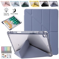 Plastic Flip Leather Clear Back Case For iPad Air 1 2 5th 6th Generation 9.7 inch 2016 2017 2018 With Pencil Holder Stand Cover