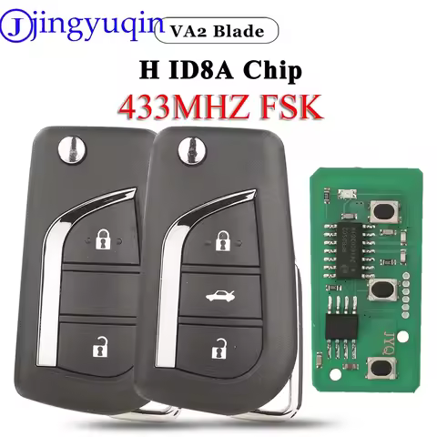 Jingyuqin 2/3B 433Mhz FSK H ID8A Chip Flip Remote Car key For Toyota Corolla RAV4 Hice Wildlander 20