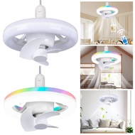 E27 Socket Ceiling Fan with Light RGB Mode Light Socket Fan 3 Speeds Ceiling Fans with Light Bulb fo