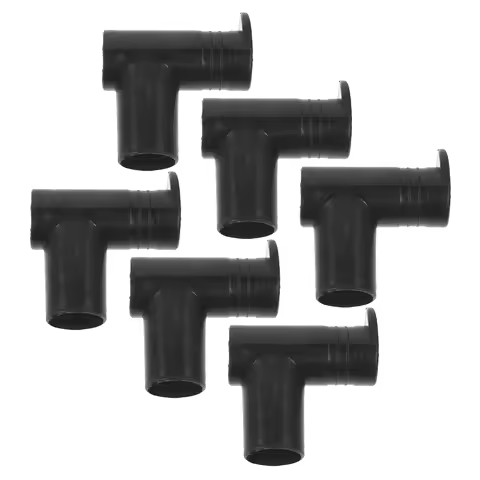 6Pcs Stylish Black Plastic Clothes Rack Connectors Versatile Dual Joints 2.75 X 2.4 Inch Clothes Rod