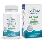 Nordic Naturals Algae DHA - 60 Soft Gels - 500 mg Omega-3 DHA - Certified Vegan Algae Oil - Plant-Ba