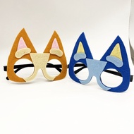 New Bluey Cartoon Themed Party Felt Eyeglass Frame Blue Orange Pet Dog Festival Party Masks Cute Eng