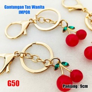 GANTUNGAN CRYSTAL CHERRY KEYCHAIN CHERRY FRUIT KEYCHAIN AESTHETIC CHERRY KEYCHAIN VIRAL CUTE BAG PEN