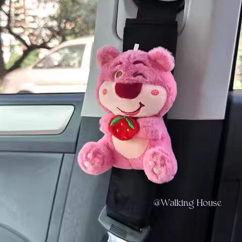 Anime Strawberry Bear Seat Belt Shoulder Protector Cartoon Lotso Car Interior Accessories Seat Belt 