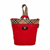 BURBERRY 水桶包紅色織物手提包 9.8新