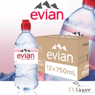 Evian Natural Mineral Water (Sports Cap), 12 Bottles x 750ml (BBD: April 2025)