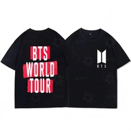 [ada stok] Baju-T Padanan Keluara BTS World Tour Y2K BT21 Kpop Merch Baju Kasual Lengan Pendek Kapas