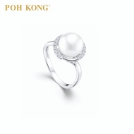 POH KONG 585 White Gold Diamond with Freshwater Pearl Ring