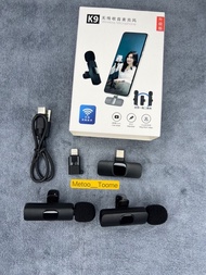Wireless Microphone K9 ไมค์ไลฟ์สดไมค์เดี่ยวType-C กับ ไมค์คู่ ios แบบหนีบปกเสื้อ ไมโครโฟนไร้สาย