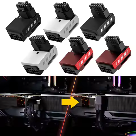600W 12+4pin PCIe 5.0 Adapter 90 Degree Right Angle 16pin 12VHPWR GPU Male To Female Connector for R