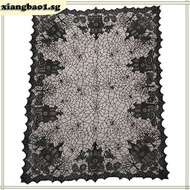 xiangbao1 Halloween Horror Table Cover Festival Black Lace Rectangles 53x69 Inches