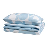 BRUKSVARA 雙人被套附2個枕頭套, 淺藍色/幾何圖案, 200x200 公分