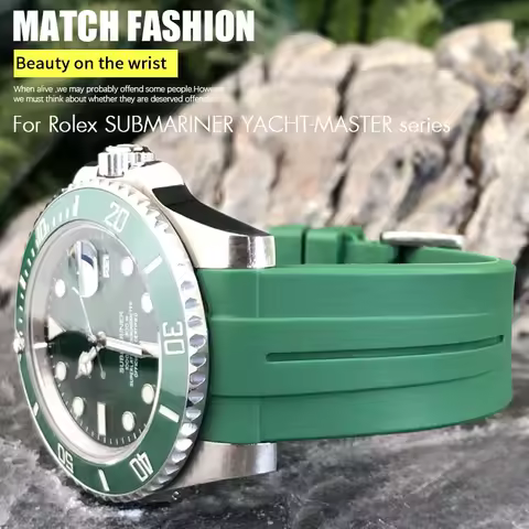 20mm 19mm Rubber Watchbands fit for Role Submariner GMT Rolex Certina Tissot Seamaster Longines 21mm