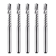 5PCS O Flute Single Flute End Mill Set with 1/8 Inch Shank 2/3 Inch Cutting Length